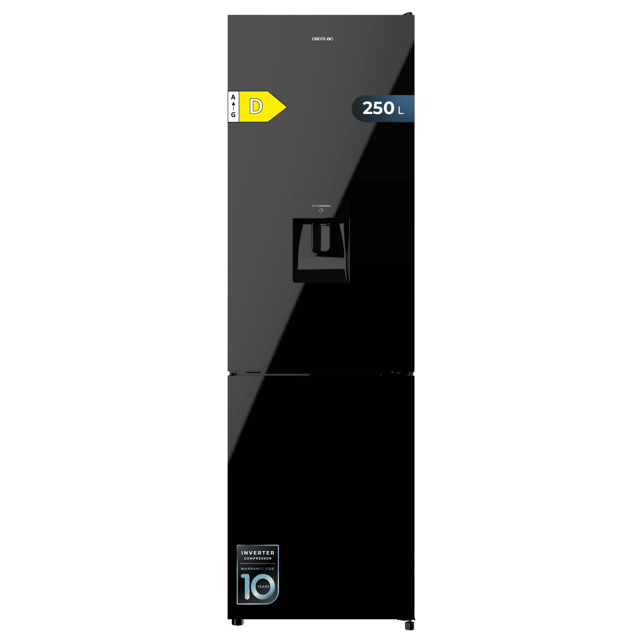 Bolero CoolMarket Combi 250 WD Black Glass D Frigorífico Cecotec