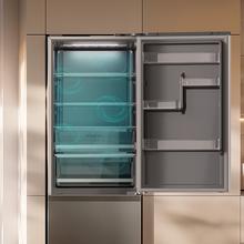 Bolero CoolMarket Combi FD 400 Inox E Frigorífico con Capacidad 400 Litros, Ancho de 60 cm y alto de 191 cm, Sistema Total NoFrost, Max Inside, Distribución de frío Multi AirFlow, Display Digital Exterior, Interior con diseño Premium en color gris, Cajones para fruta y verdura (uno convertible), Clasificación energética Clase E, Compresor Inverter de bajo consumo y silencioso, Funciones Fast Cooling, Fast Freezer, Modo ECO, Alarmas puerta abierta, temperatura y fallo funcionamiento.