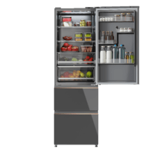 Bolero CoolMarket Combi FD 400 Grey Glass E Frigorífico con capacidad de 400L, Ancho de 60 cm y alto de 191 cm, Sistema Total NoFrost, Max Inside, Distribución de frío Multi AirFlow, Display Digital Exterior, Interior con diseño Premium en color gris, Cajones para fruta y verdura, Clasificación energética Clase E, Compresor Inverter de bajo consumo y silencioso, Funciones Fast Cooling, Fast Freezer, Modo ECO, Alarmas puerta abierta, temperatura y fallo de funcionamiento.