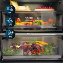 Bolero CoolMarket Combi FD 400 Grey Glass E Réfrigérateur-congélateur French Door en verre noir, capacité de 400L, largeur 60cm et hauteur 191cm, Total NoFrost, Max Inside, distribution du froid Multi AirFlow, écran digital extérieur, intérieur avec design premium en couleur noir, bacs à fruits et légumes, classification énergétique E, compresseur Inverter à faible consommation et silencieux, Fast Cooling et Fast Freezer, Mode ECO, alarme de porte ouverte et de température