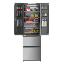 Bolero CoolMarket Combi F2D 400 Inox E Frigorífico con Capacidad de 400 Litros, Ancho de 60 cm y alto de 191 cm, Sistema Total NoFrost, Max Inside, Distribución de frío Multi AirFlow, Display Digital Exterior, Interior con diseño Premium en color gris, Cajones para fruta y verdura (uno convertible), Clasificación energética Clase E, Compresor Inverter de bajo consumo y silencioso, Funciones Fast Cooling, Fast Freezer, Modo ECO, Alarmas puerta abierta, temperatura y fallo de funcionamiento.