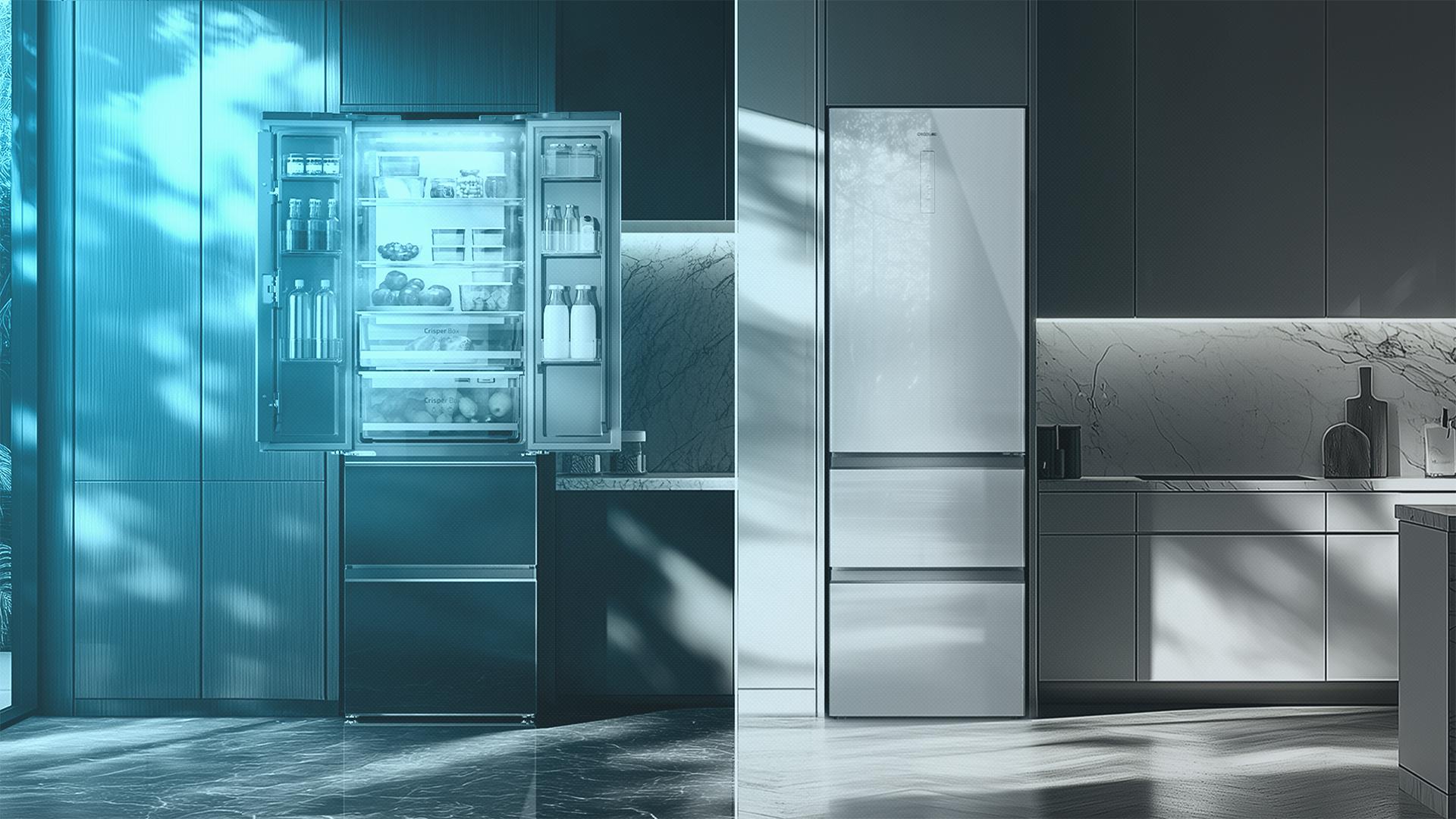 Réfrigérateur Américain Cecotec Bolero CoolMarket 395L - Porte Française, Inox, No Frost, Compresseur Inverter, Classe E
