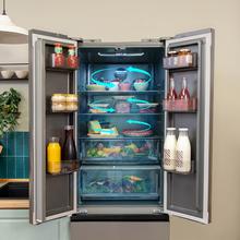 Bolero CoolMarket Combi F2D 400 Grey Glass E Frigorífico Combi French Door 4 Puertas Cristal Gris, Capacidad de 400 Litros, Ancho de 60 cm y alto de 191 cm, Sistema Total NoFrost, Max Inside, Distribución de frío Multi AirFlow, Display Digital Exterior, Clase E, Compresor Inverter de bajo consumo y silencioso, Funciones Fast Cooling, Fast Freezer, Modo ECO, Alarmas puerta abierta, temperatura y fallo de funcionamiento.