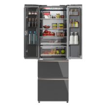 Bolero CoolMarket Combi F2D 400 Grey Glass E Frigorífico Combi French Door 4 Puertas Cristal Gris, Capacidad de 400 Litros, Ancho de 60 cm y alto de 191 cm, Sistema Total NoFrost, Max Inside, Distribución de frío Multi AirFlow, Display Digital Exterior, Clase E, Compresor Inverter de bajo consumo y silencioso, Funciones Fast Cooling, Fast Freezer, Modo ECO, Alarmas puerta abierta, temperatura y fallo de funcionamiento.