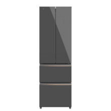 Bolero CoolMarket Combi F2D 400 Grey Glass E Frigorífico Combi French Door 4 Puertas Cristal Gris, Capacidad de 400 Litros, Ancho de 60 cm y alto de 191 cm, Sistema Total NoFrost, Max Inside, Distribución de frío Multi AirFlow, Display Digital Exterior, Clase E, Compresor Inverter de bajo consumo y silencioso, Funciones Fast Cooling, Fast Freezer, Modo ECO, Alarmas puerta abierta, temperatura y fallo de funcionamiento.