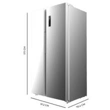 Bolero CoolMarket SBS 562 Inox E Frigorífico americano Side by Side inox, 177cm alto y 91,2cm ancho, con 562L de capacidad, Total No Frost, con compresor Inverter Plus y Sistema Multi AirFlow. Además, cuenta con el modo Fast Cooling y Fast Freezing