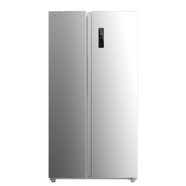 Bolero CoolMarket SBS 562 Inox E Frigorífico americano Side by Side inox, 177cm alto y 91,2cm ancho, con 562L de capacidad, Total No Frost, con compresor Inverter Plus y Sistema Multi AirFlow. Además, cuenta con el modo Fast Cooling y Fast Freezing