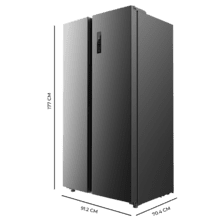 Bolero CoolMarket SBS 562 Dark E Frigorífico americano Side by Side inox oscuro, 177cm alto y 91,2cm ancho, con 562L de capacidad, Total No Frost, con compresor Inverter Plus y Sistema Multi AirFlow. Además, cuenta con el modo Fast Cooling y Fast Freezing