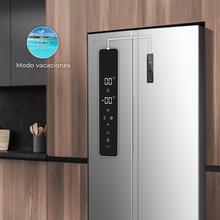 Réfrigérateur américain Side by Side Bolero CoolMarket SBS 562 Inox D en acier inoxydable, de 177 cm de haut et 91,2 cm de large, d'une capacité de 562 L, Total No Frost, avec compresseur Inverter Plus et système Multi AirFlow. De plus, il dispose des modes Refroidissement Rapide et Congélation Rapide.