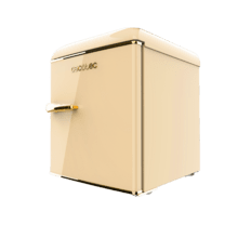 Bolero CoolMarket TT Origin 45 Beige E Mini frigorífico retro sobremesa beige de 55cm de alto y 44,7cm de ancho con capacidad de 45L, clase energética E, Icebox y tirador cromado gold.