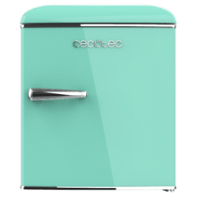 Bolero CoolMarket TT Origin 45 Green E Mini-réfrigérateur rétro vert de 55 cm de hauteur et 44,7 cm de largeur avec une capacité de 45 litres, classe énergétique E, Icebox et poignée chromée.