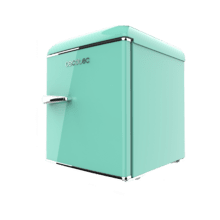 Bolero CoolMarket TT Origin 45 Green E Mini-frigorífico de mesa retro verde com 55 cm de altura e 44,7 cm de largura com capacidade de 45 L, classe energética E, IceBox e pega cromada.