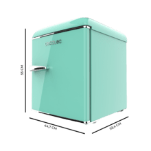 Bolero CoolMarket TT Origin 45 Green E Mini frigorifero da tavolo verde retrò alto 55 cm e largo 44,7 cm con capacità di 45 litri, classe energetica E, Icebox e maniglia cromata.