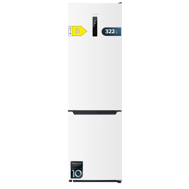 Bolero CoolMarket Combi 322T White D Frigorífico combi blanco, 185cm de alto y 60 cm de ancho, con 322L de capacidad, compresor Inverter Plus,Total No Frost, clase energética D y con sistema Multi Air Flow.