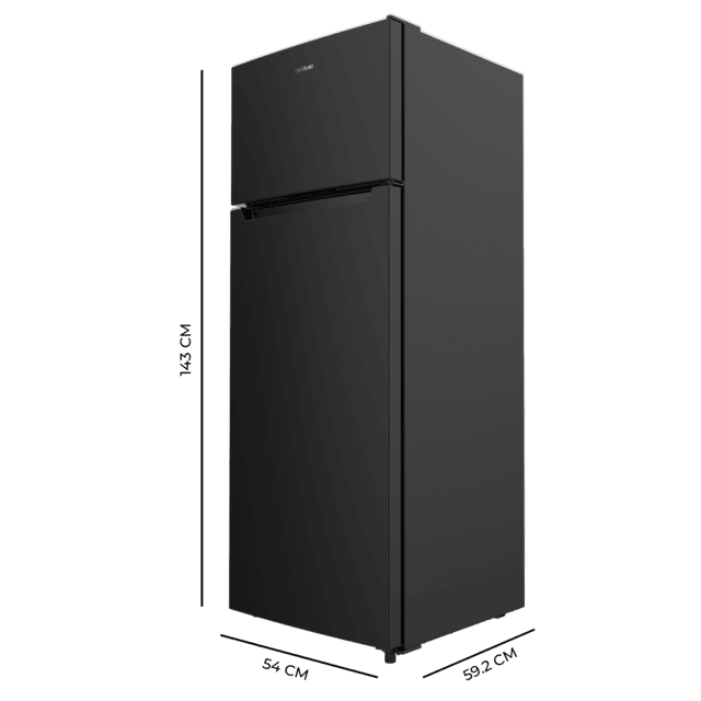 Bolero CoolMarket 2D 211 Black E Frigorífico de dos puertas negro, 143 de alto y 54 de ancho, 211 litros y clase energética E.