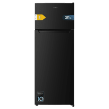 Bolero CoolMarket 2D 211 Black E Geladeira preta de duas portas, 143 de altura e 54 de largura, 211 litros e classe energética E.