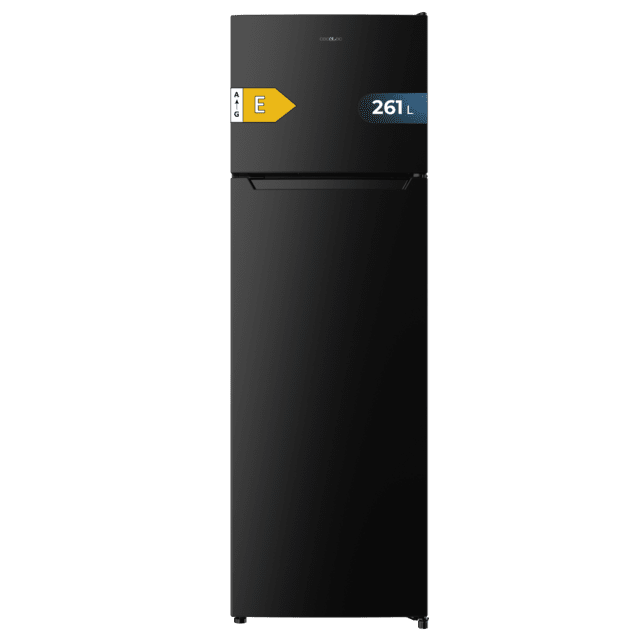 Bolero CoolMarket 2D 261 Black E Frigorífico de dos puertas negro, 169 de alto y 54 de ancho, 261 litros, Defrost, clase energética E y con modo Fast Freezing