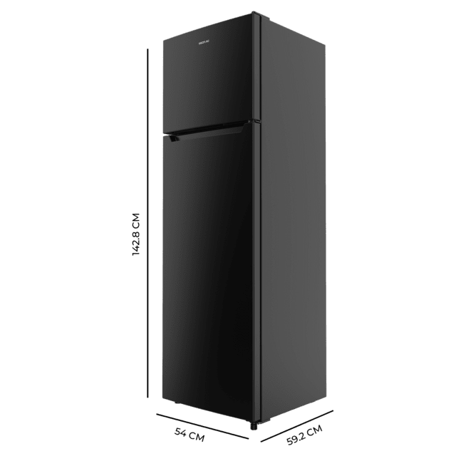 Bolero CoolMarket 2D 261 Black E Frigorífico de dos puertas negro, 169 de alto y 54 de ancho, 261 litros, Defrost, clase energética E y con modo Fast Freezing