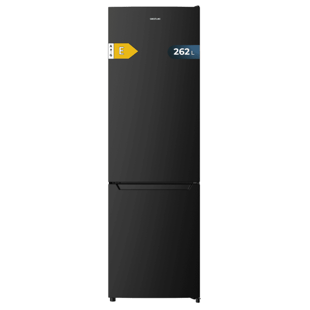 Bolero CoolMarket Combi 262 Black E Frigorífico Combi Cíclico Color Negro, Capacidad de 262 Litros, Alto 176 cm, Ancho 54 cm, Clasificación Energética E, Iluminación Interior LED, Control Electrónico de temperatura, Bandejas de Cristal.