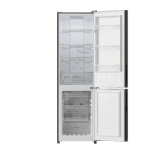 Bolero CoolMarket Combi 250 Grey Glass E Frigorífico combi cristal gris, 180cm de alto y 55 cm de ancho, con 250 litros de capacidad, Total No Frost, clase energética E y con sistema Multi Air Flow Además, Además, cuenta con el modo Fast Cooling y cajón Humidity Box con regulación de humedad así como alarmas de puerta abierta y fallo de funcionamiento.