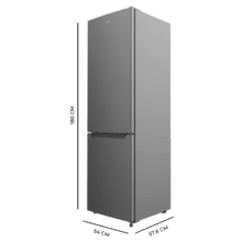 Bolero CoolMarket Combi 250 Dark D Frigorífico combi dark inox, 180cm de alto y 55 cm de ancho, con 250 litros de capacidad, compresor Inverter Plus, Total No Frost, clase energética E y con sistema Multi Air Flow Además, Además, cuenta con el modo Fast Cooling y cajón Humidity Box con regulación de humedad así como alarmas de puerta abierta y fallo de funcionamiento.