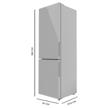 Bolero CoolMarket Combi 250 Grey Glass D Frigorífico combi cristal gris, 180cm de alto y 55 cm de ancho, con 250 litros de capacidad, compresor Inverter Plus, Total No Frost, clase energética D y con sistema Multi Air Flow. Además, cuenta con el modo Fast Cooling y cajón Humidity Box con regulación de humedad así como alarmas de puerta abierta y fallo de funcionamiento.