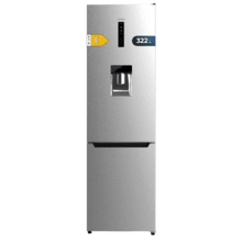 Bolero CoolMarket Combi 322 WD Inox E Frigorífico combi inox, 185,5cm de alto y 59,5 cm de ancho, con 322 litros de capacidad, compresor Inverter Plus, Total No Frost, dispensador de agua, clase energética D y con sistema Multi Air Flow. Además, cuenta con el modo Fast Cooling.