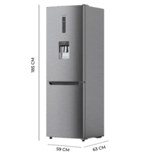 Bolero CoolMarket Combi 322 WD Inox E Frigorífico combi inox, 185,5cm de alto y 59,5 cm de ancho, con 322 litros de capacidad, compresor Inverter Plus, Total No Frost, dispensador de agua, clase energética D y con sistema Multi Air Flow. Además, cuenta con el modo Fast Cooling.