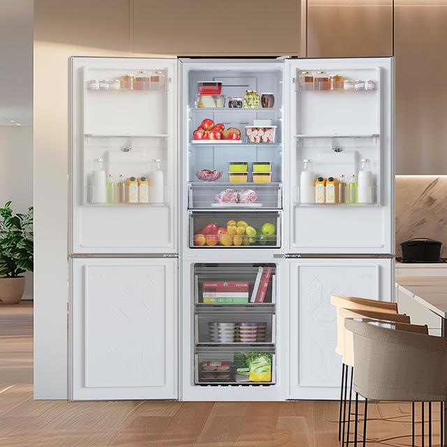 Bolero CoolMarket Combi 322 WD Inox E Frigorífico combi inox, 185,5cm de alto y 59,5 cm de ancho, con 322 litros de capacidad, compresor Inverter Plus, Total No Frost, dispensador de agua, clase energética D y con sistema Multi Air Flow. Además, cuenta con el modo Fast Cooling.