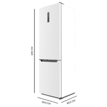 Bolero CoolMarket Combi 356 White E Frigorífico combi blanco, 200cm alto y 59,5 cm ancho, capacidad 356L, Total No Frost, clase energética E. Además, cuenta con distintos modos como Fast Cooling y Fast Freezing, así como sistemas como MultiAirFlow y modo vacaciones.