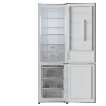 Bolero CoolMarket Combi 356 Inox E Frigorífico combi inox, 200cm alto y 59,5 cm ancho, capacidad 356L, Total No Frost, clase energética E. Además, cuenta con distintos modos como Fast Cooling y Fast Freezing, así como sistemas como MultiAirFlow y modo vacaciones.