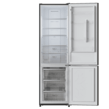 Bolero CoolMarket Combi 356 Dark E Frigorífico combi inox oscuro, 200cm alto y 59,5 cm ancho, capacidad 356L, Total No Frost, clase energética E. Además, cuenta con distintos modos como Fast Cooling y Fast Freezing, así como sistemas como MultiAirFlow y modo vacaciones.