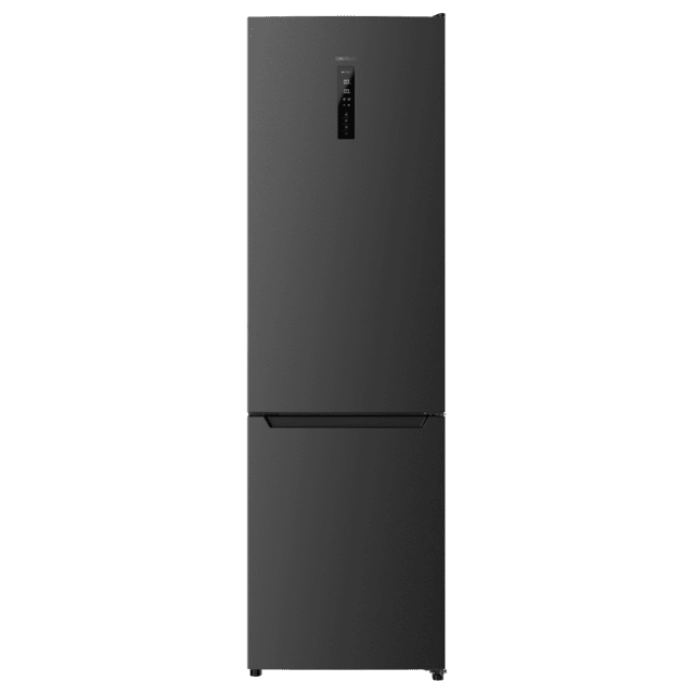 Bolero CoolMarket Combi 356 Dark E Frigorífico combi inox oscuro, 200cm alto y 59,5 cm ancho, capacidad 356L, Total No Frost, clase energética E. Además, cuenta con distintos modos como Fast Cooling y Fast Freezing, así como sistemas como MultiAirFlow y modo vacaciones.