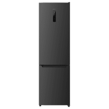 Bolero CoolMarket Combi 356 Dark E Frigorífico combi inox oscuro, 200cm alto y 59,5 cm ancho, capacidad 356L, Total No Frost, clase energética E. Además, cuenta con distintos modos como Fast Cooling y Fast Freezing, así como sistemas como MultiAirFlow y modo vacaciones.