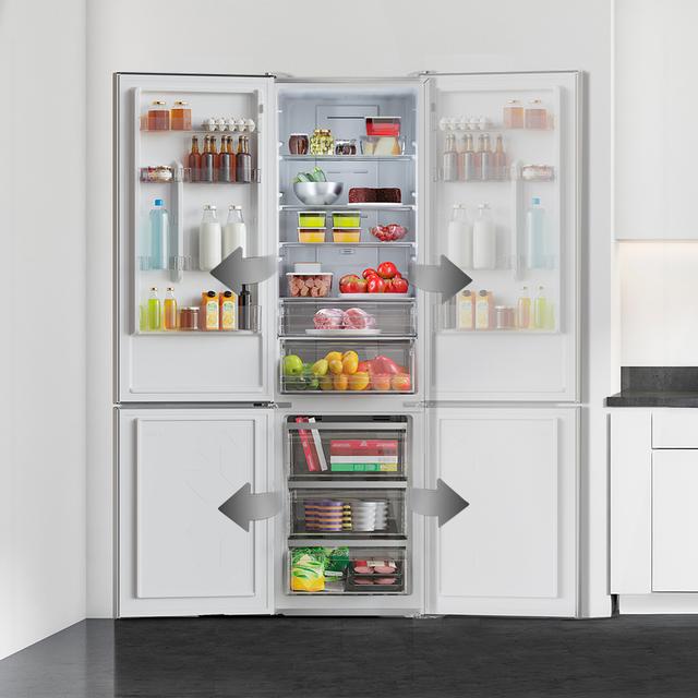 Bolero CoolMarket Combi 356 White Glass E Frigorífico combi cristal blanco, 200cm alto y 59,5 cm ancho, capacidad 356L, Total No Frost, clase energética E. Además, cuenta con distintos modos como Fast Cooling y Fast Freezing, así como sistemas como MultiAirFlow y modo vacaciones.