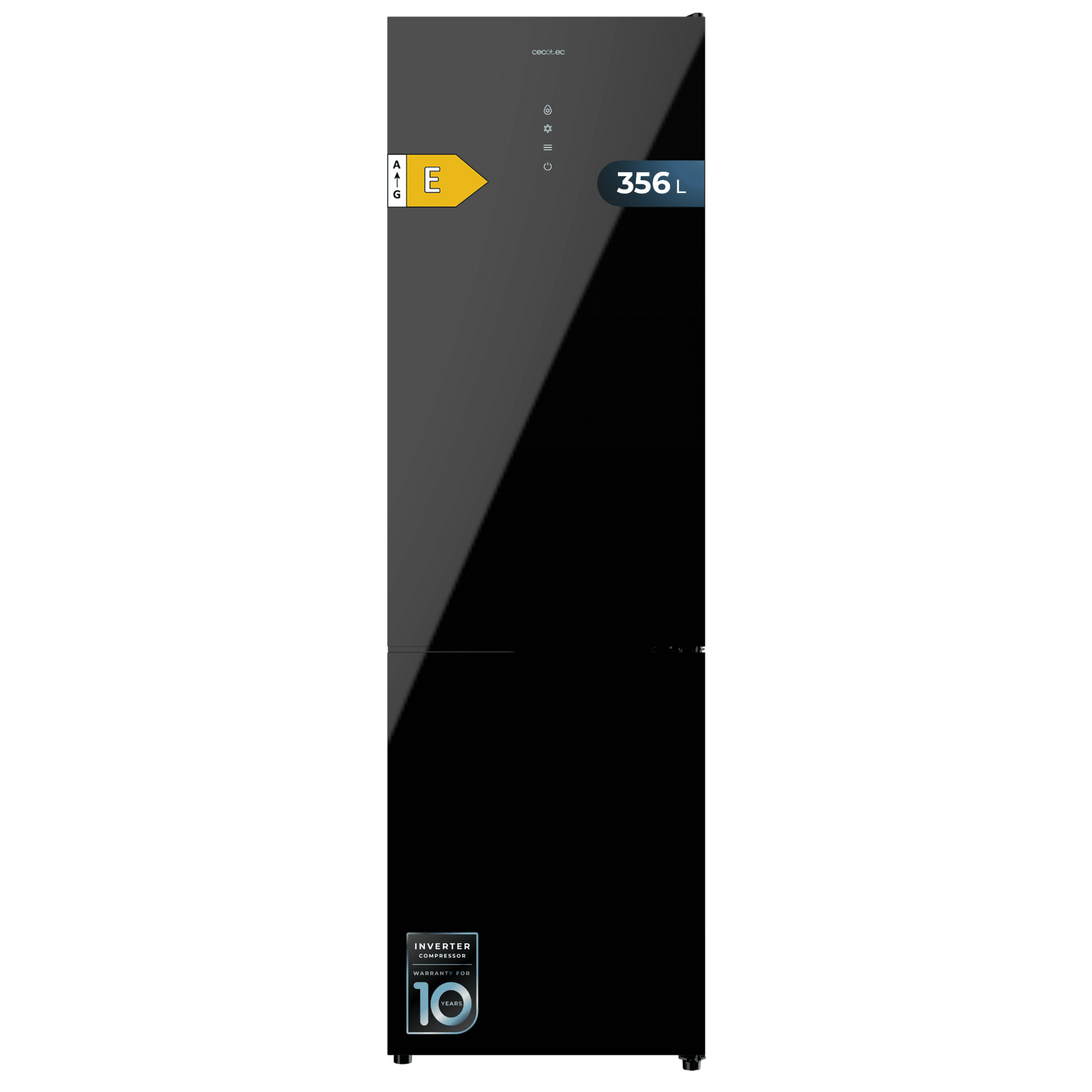 Réfrigérateur Américain 4 Portes Cecotec Bolero CoolMarket 4D 601L - Verre Noir, No Frost, Compresseur Inverter, Classe E - Largeur 90cm, Hauteur 177.5cm - 6