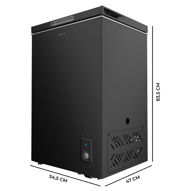 Bolero CoolMarket Chest 99 Black E Congelador horizontal negro, 83,5cm alto y 54,5cm ancho, con 99 L de capacidad, conversible a frigorífico, clase energética E y con modo Fast Freezing