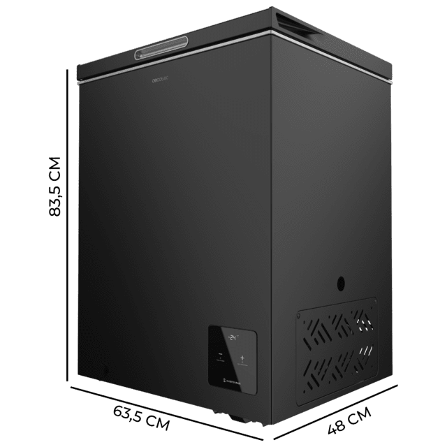 Bolero CoolMarket Chest 142 Black E Congelador horizontal negro, 83,5cm alto y 63,5cm ancho, con 142 L de capacidad, compresor Inverter Plus, conversible a frigorífico, clase energética E y con modo Fast Freezing