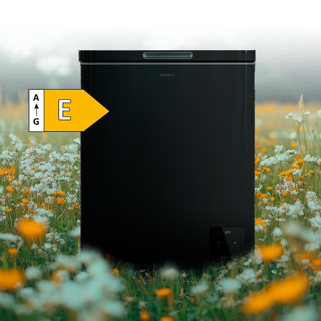 Bolero CoolMarket Chest 142 Black E Congelador horizontal negro, 83,5cm alto y 63,5cm ancho, con 142 L de capacidad, compresor Inverter Plus, conversible a frigorífico, clase energética E y con modo Fast Freezing