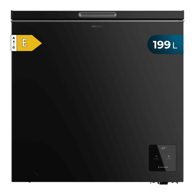 Bolero CoolMarket Chest 199 Black E Congelador horizontal negro, 83,5cm alto y 82,5cm ancho, con 199 L de capacidad, compresor Inverter Plus, conversible a frigorífico, clase energética E y con modo Fast Freezing