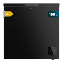 Bolero CoolMarket Chest 199 Black E Congelador horizontal negro, 83,5cm alto y 82,5cm ancho, con 199 L de capacidad, compresor Inverter Plus, conversible a frigorífico, clase energética E y con modo Fast Freezing