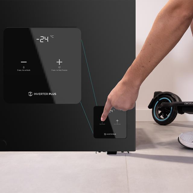 Bolero CoolMarket Chest 199 Black E Congelador horizontal negro, 83,5cm alto y 82,5cm ancho, con 199 L de capacidad, compresor Inverter Plus, conversible a frigorífico, clase energética E y con modo Fast Freezing