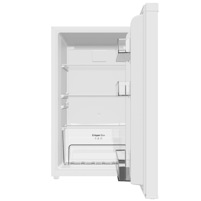 Bolero CoolMarket TT 114 L White Mini frigorífico blanco de 83,6 cm de alto y 50,6 cm de ancho con capacidad de 114L, clase energética E, Crisper Box, Luz LED interior y control temperatura mecánico.