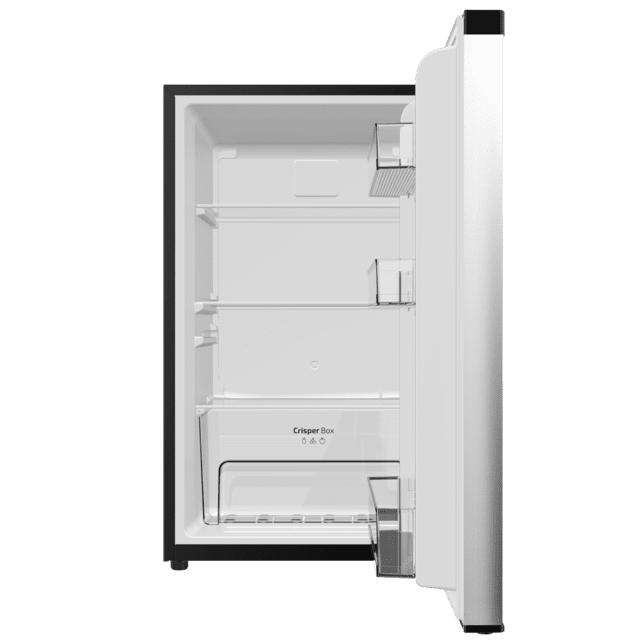 Bolero CoolMarket TT 114 L Inox Mini frigorífico inox de 83,6 cm de alto y 50,6 cm de ancho con capacidad de 114L, clase energética E, Crisper Box, Luz LED interior y control temperatura mecánico.