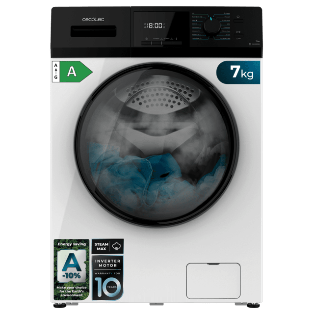 Bolero Dresscode 7410 Inverter A Lavadora de carga frontal de 7 kg de capacidad y 1200 rpm, Clase A-10%, 16 programas, Motor Inverter Plus, SteamMax, Drum Clean, Allergy Care, Diamond Care, Delay Start, Stop&Go, programa ECO y KidLock