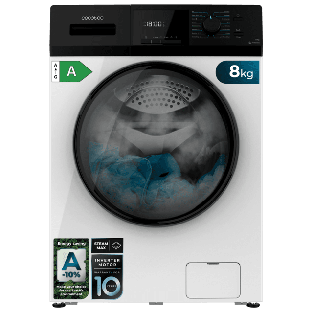 Bolero Dresscode 8410 Inverter A Lavadora de carga frontal de 8 kg de capacidad y 1400 rpm, Clase A-10%, 16 programas, Motor Inverter Plus, SteamMax, Drum Clean, Allergy Care, Diamond Care, Delay Start, Stop&Go, programa ECO y KidLock