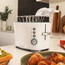 Toast&Taste Double W Tostapane con capacità per due toast. Include pinze per toast. 650 W di potenza e 7 posizioni di tostatura, funzione di scongelamento e funzione di riscaldamento. Sistema di sollevamento extra, ampio vassoio raccogli briciole e foro raccolta cavi.