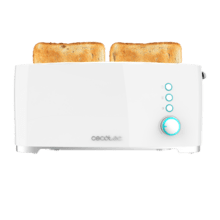 Torradeira de pão Toast&Taste Extra W com capacidade para duas torradas. Inclui porta muffin. 1000 W de potência e 7 posições de tostagem, função descongelar e reaquecer. Sistema extra-lift, bandeja larga para migalhas e orifício para coleta de cabos