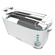 Toast&Taste Extra Double W Torradeira de pão 2L de dupla abertura, com 1350 W de potência e 7 posições de tostagem, função de descongelação e função de reaquecimento. Sistema extra-lift, bandeja larga para migalhas e orifício para coleta de cabos