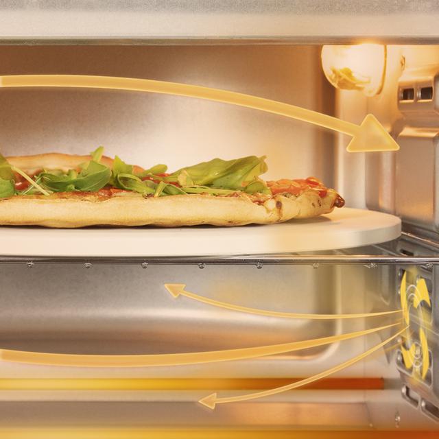 Mini-four avec pierre à pizza Bake&Toast 570 4Pizza. 1500 W, mini four électrique multifonction, cuisson par convection, éclairage intérieur, porte double vitrage
